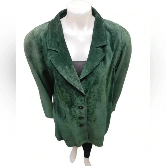 Danier Vintage  100% Leather Green Coat Size Large - Picture 3 of 13